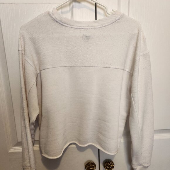 Aerie White Distressed Cropped Sweatshirt - Picture 2 of 5